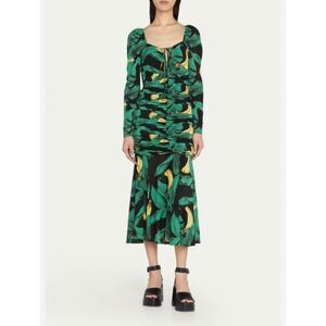 chinese dress ladies GANNI "Georgette" floral print maxi long dress  BOREAL REBORN